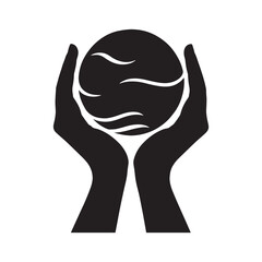 healing planet vector silhouette clip art logo design illustration. World environment day