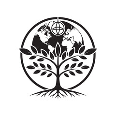 healing planet vector silhouette clip art logo design illustration. World environment day