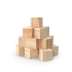 Colorful Baby Wooden Blocks Isolated on White Background