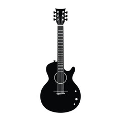 Obraz premium Guitar black silhouette of simple minimal vector
