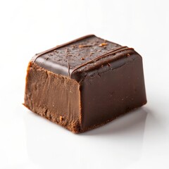Rich chocolate bar captured in a side view to emphasize its smooth surface and deep color against a high contrast background