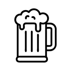 Foamy Beer Mug Vector. Simple Vector Illustration of Overflowing Foamy Beer