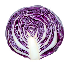 Half-cut purple cabbage Isolated White Background