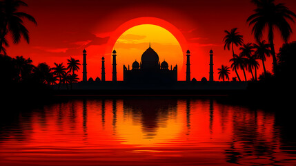 Fototapeta premium Eid-ul-adha and eid-ul-fitr mubarak and islamic greeting card