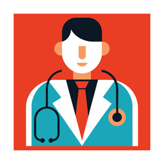 Modern vector illustration of a smiling doctor with stethoscope in minimalist style