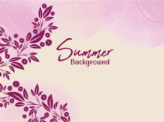 Elegant Summer Floral Background Design with Pink Watercolor Texture