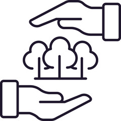 Trees between Hands Icon for Web Sites, Books, Cards, Apps