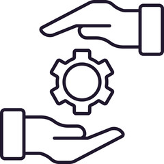 Gear between Hands Related Icon for Web Sites, Books, Cards, Apps