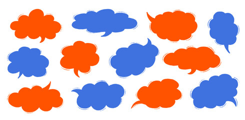 Crayon Speech Bubble Frame. Vector Chalk Talk Balloon. Colorful Dialog Chat Illustrations