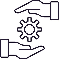 Sign of Gear between Hands for Graphics, Concept, Apps