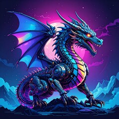 Cyberpunk Dragons Roar Neon Majesty Rising