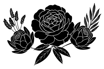 Obraz premium Pastel peonies and lavender for a spring morning layout vector illustration