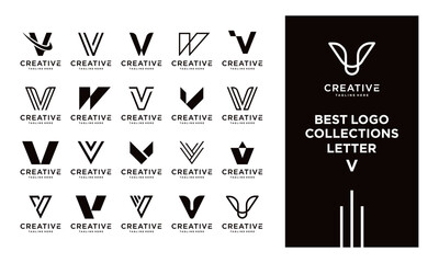 vector logo design set letter V