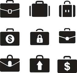 silhouette briefcase icons set. business, office, work and career. editable vector illustration
