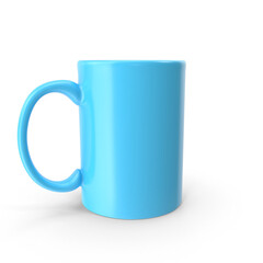 Empty Blue Ceramic Coffee Mug Isolated on White Background