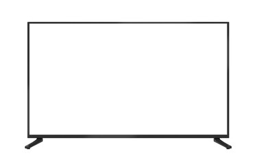 Realistic TV screen. Realistic illustration of black TV with stand and blank transparent isolated. Front shot of plasma tv screen. 