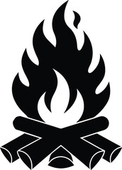 Minimalist Black Bonfire Silhouette with Flames Independence Day Design