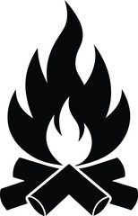 Minimalist Black Bonfire Silhouette with Flames Independence Day Design