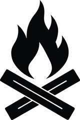 Campfire Silhouette Minimalist Black and White Design for Summer and Patriotic Themes