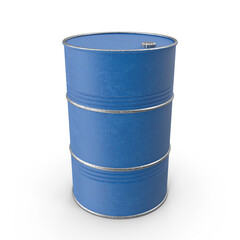 Blue Industrial Metal Barrel Isolated on White Background