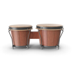 Pair of Wooden Bongo Drums Isolated on White Background