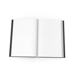 Open Blank Book with Black Cover Isolated on White Background