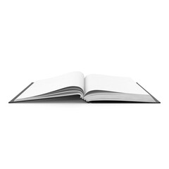 Open Blank Book with Black Cover Isolated on White Background