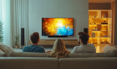 People watching tv in living room