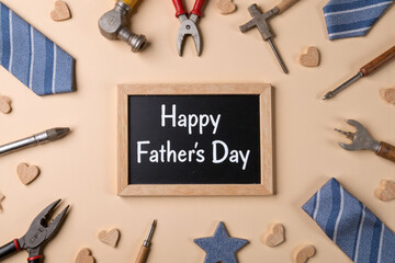 fathers day card with ties tools and a hammer