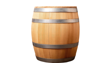 Wooden barrel with metal bands
