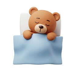 Cute 3D Render of a Bear Sleeping Peacefully