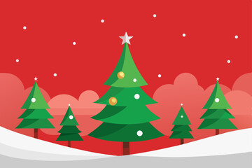 gradient mesh christmas background with subtle trees vector illustration