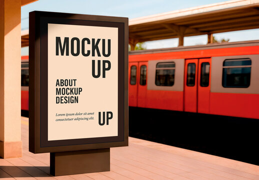 Billboard Mockup at Train Station Platform