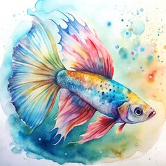 Fototapeta premium Guppy fish with colorful tail fins