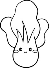 Leafy Lettuce Vegetable with Kawaii Expression