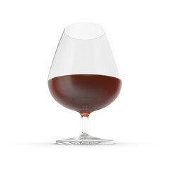 Snifter glass with brown liquor isolated on transparent background