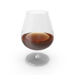 Snifter glass with brown liquor isolated on transparent background