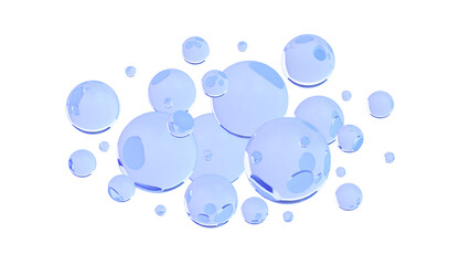 Abstract spheres. Isolated. Glassmorphism. 3d illustration.