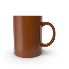 Brown ceramic coffee mug isolated on transparent background