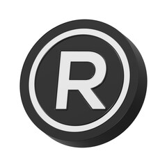 registered icon 3d symbol rendering