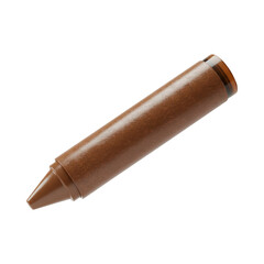Brown wax crayon art supply 3d object isolated on transparent background