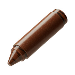 Close up of a brown crayon 3d isolated on transparent background for art and school