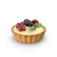 Cake with berries isolated on transparent background