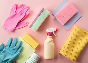 cleaning products isolated on white
