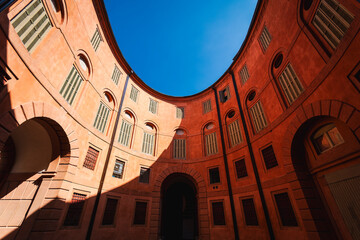 The City Theatre of Ferrara includes an elliptical structure once used for the carriages, today a...