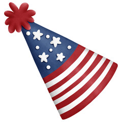 Fototapeta premium Patriotic party hat with American flag color