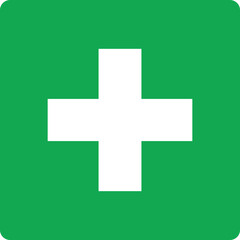 Obraz premium first aid symbol with white cross on green background