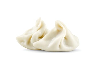 Obraz premium Two Steamed Dumplings on White Background