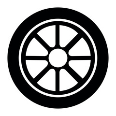 Obraz premium Car wheel icon vector, car tire icon, auto rims disc and tire silhouette vector in trendy flat style illustration isolated on white background.