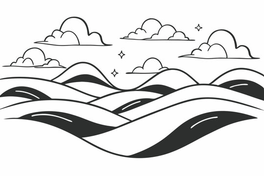 dreamlike landscape of rolling pastel hills vector illustration